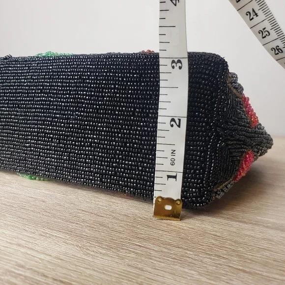 Vintage Glass Beaded Floral Handbag Purse - Picture 13 of 16